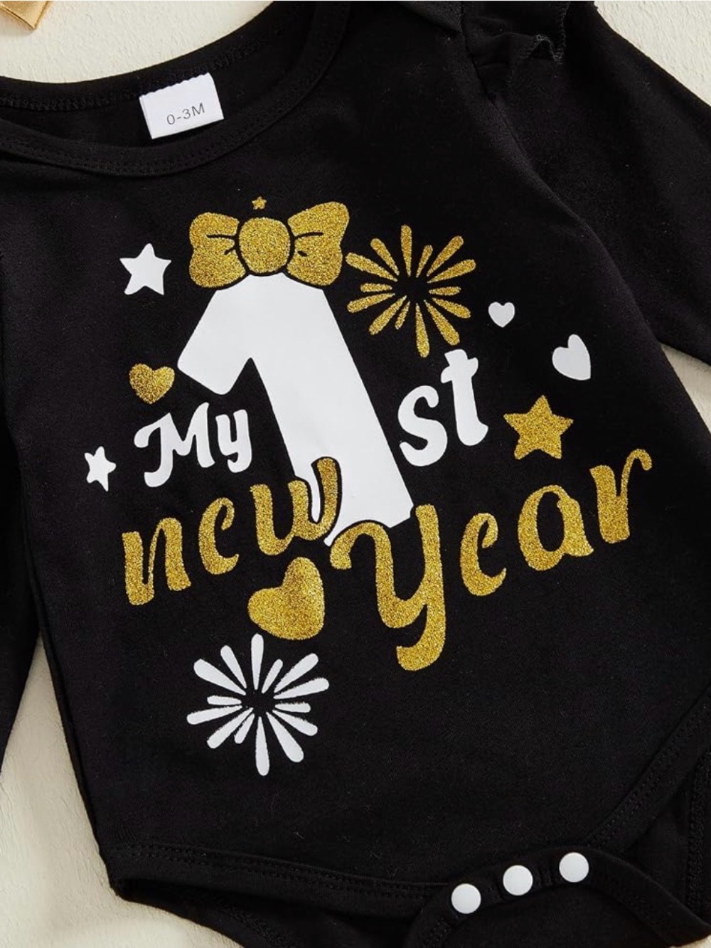 Black "My 1st New Year" Glitter Bodysuit for Baby